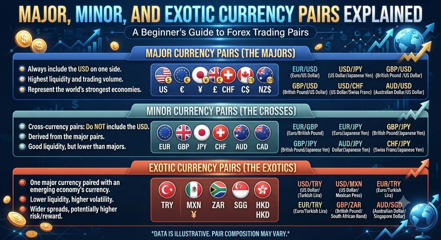 Major, Minor, and Exotic Currency Pairs Explained